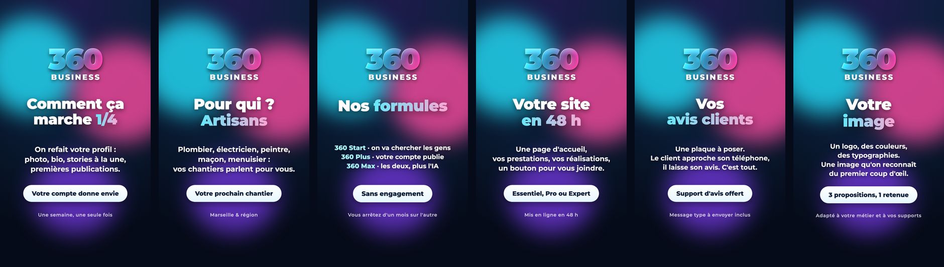 Six slides Instagram 360 Business